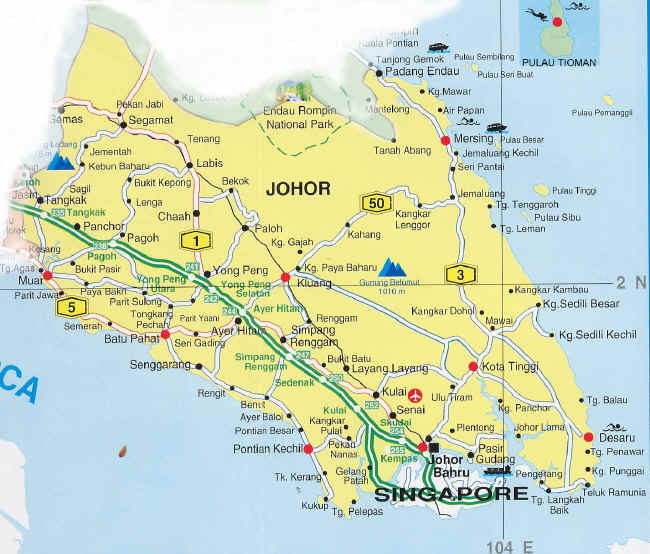 Johor High way map location map